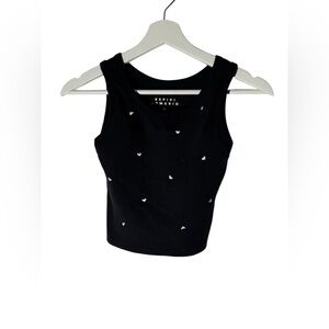 Repipi Armanio Black Sleeveless Top with White hearts